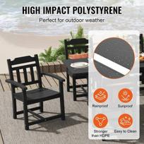 stalas su kedemis - Lauko baldų komplektas VLX Outdoor Dining Set 3058284, juodas, 6 vietų - 10 nuotrauka