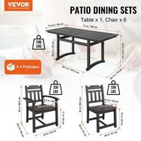 stalas su kedemis - Lauko baldų komplektas VLX Outdoor Dining Set 3058284, juodas, 6 vietų - 11 nuotrauka