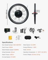 varikliai - Vevor 1000 W elektrinio dviračio konversijos rinkinys 48V 26" priekinis ratas - 6 nuotrauka
