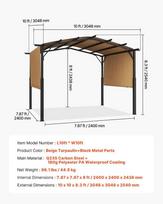 pavesine 3x3 - Vevor pergola 3x3 m, su stogu, pilka (Grey) - 4 nuotrauka