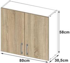 virtuvine spintele 80 cm - Pakabinama virtuvinė spintelė NORE Lima W80, baltos/ąžuolo spalvos - 4 nuotrauka