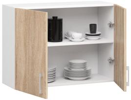 virtuvine spintele 80 cm - Pakabinama virtuvinė spintelė NORE Lima W80, baltos/ąžuolo spalvos - 6 nuotrauka