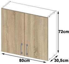 virtuvine spintele 80 cm - Pakabinama virtuvinė spintelė NORE Lima W80 D2, baltos/ąžuolo spalvos - 4 nuotrauka