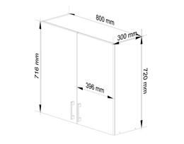 virtuvine spintele 80 cm - Pakabinama virtuvinė spintelė NORE Lima W80 D2, baltos/ąžuolo spalvos - 5 nuotrauka