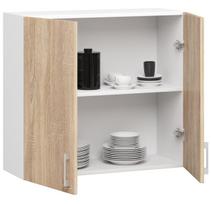 virtuvine spintele 80 cm - Pakabinama virtuvinė spintelė NORE Lima W80 D2, baltos/ąžuolo spalvos - 6 nuotrauka