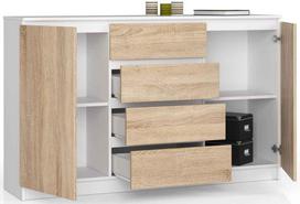 spalva azuolas sonoma - Komoda NORE K160 su 4-iais stalčiais, ąžuolo spalvos/balta - 7 nuotrauka