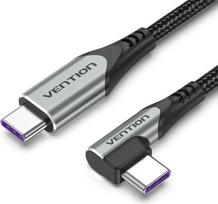 5a usb c laidas - Vention TAKHF USB-C į USB-C 5A kampinis kabelis 1m Pilkas (Gray) - 1 nuotrauka
