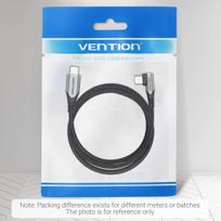 5a usb c laidas - Vention TAKHF USB-C į USB-C 5A kampinis kabelis 1m Pilkas (Gray) - 4 nuotrauka