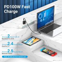 5a usb c laidas - Vention TAKHF USB-C į USB-C 5A kampinis kabelis 1m Pilkas (Gray) - 8 nuotrauka