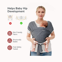 momcozy kudikiu nesiokle - MOMCOZY KŪDIKIŲ VAIKJUOSTĖ-NEŠIOKLĖ, PILKA - 3 nuotrauka