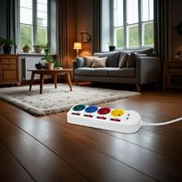 prailgintuvas 1 m - Maclean MCE229W Maitinimo juosta, prailgintuvas 4 lizdai + 2xUSB, su jungikliais, 1.5 m, balta (White) - 5 nuotrauka