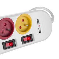 prailgintuvas 1 m - Maclean MCE229W Maitinimo juosta, prailgintuvas 4 lizdai + 2xUSB, su jungikliais, 1.5 m, balta (White) - 8 nuotrauka