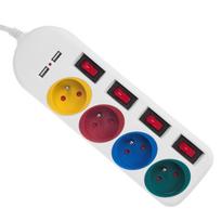 prailgintuvas 1 m - Maclean MCE229W Maitinimo juosta, prailgintuvas 4 lizdai + 2xUSB, su jungikliais, 1.5 m, balta (White) - 9 nuotrauka