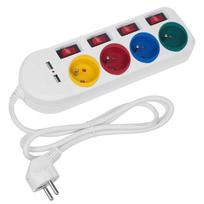 prailgintuvas 1 m - Maclean MCE229W Maitinimo juosta, prailgintuvas 4 lizdai + 2xUSB, su jungikliais, 1.5 m, balta (White) - 10 nuotrauka
