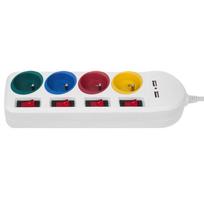 prailgintuvas 1 m - Maclean MCE229W Maitinimo juosta, prailgintuvas 4 lizdai + 2xUSB, su jungikliais, 1.5 m, balta (White) - 11 nuotrauka