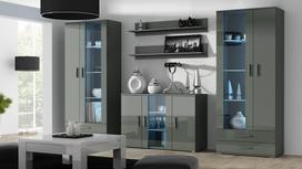 spintele 120 80 - Cama Meble Soho S7 120 Chest Of Drawers Grey/Grey Gloss - 2 nuotrauka