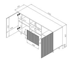 bedside - Komoda Cama Meble Pafos, juoda, 40 cm x 150 cm x 82 cm - 2 nuotrauka