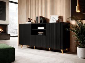 bedside - Komoda Cama Meble Pafos, juoda, 40 cm x 150 cm x 82 cm - 3 nuotrauka