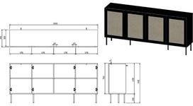 komodos 200 - Komoda Cama Meble Juta 301151, juoda, 39.5 cm x 200 cm x 90 cm - 2 nuotrauka