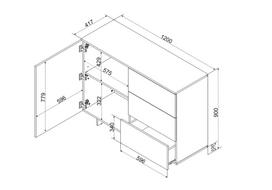120 cm komoda - Komoda Cama Alma KOM1D3S, smėlio, 120 cm x 41.5 cm x 90 cm - 2 nuotrauka