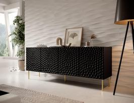 juoda komoda - Komoda Cama Meble Hole, juoda, 190 cm x 40.5 cm x 74.5 cm - 3 nuotrauka