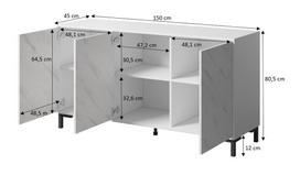 komoda 150 - Komoda Cama Meble Marmo 3D, balta, 150 cm x 45 cm x 80.5 cm - 2 nuotrauka
