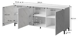 komodos 200 - Komoda Cama Meble Marmo, balta, 200 cm x 45 cm x 80.5 cm - 2 nuotrauka