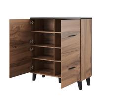 medzio komoda - Komoda Cama Meble Lotta 4D, juoda/medžio, 110 cm x 45 cm x 119 cm - 4 nuotrauka