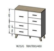 110 - Komoda Cama Meble Lotta 110 2D4S, ruda/juoda - 3 nuotrauka