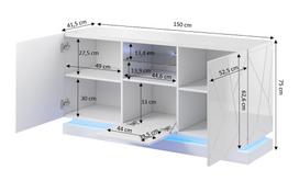 komoda 150 - Komoda Cama Meble QIU 2D1K, juoda, 150 cm x 41.5 cm x 75 cm - 2 nuotrauka