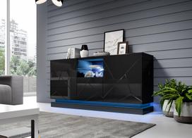 komoda 150 - Komoda Cama Meble QIU 2D1K, juoda, 150 cm x 41.5 cm x 75 cm - 3 nuotrauka