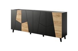 komodos 200 - Komoda Cama Meble Etna, ąžuolo/juoda, 200 cm x 42 cm x 82 cm - 4 nuotrauka