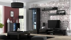 120 cm komoda - Cama Meble Soho S7 120 Chest Of Drawers Black/Black Gloss - 2 nuotrauka