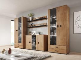 spintele 120 80 - Cama Meble Soho S7 120 Chest Of Drawers Oak/Black - 2 nuotrauka
