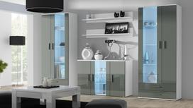 spintele 120 80 - Cama Meble Soho S7 120 Chest Of Drawers White/Grey Gloss - 3 nuotrauka