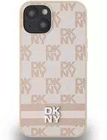 DKNY odinis dėklas Checkered Mono Pattern & Printed Stripes iPhone 15 / 14 / 13 Rožinė (Pink)