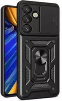 realme gt 5g - Hurtel Hybrid Armor Camshield Case with Stand and Camera Cover for Realme GT 7 Pro 5G - Juodas (Black) - 1 nuotrauka
