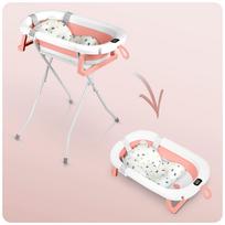 vonele su termometru - RICOKIDS RK-287 sulankstoma vonelė  su termometru, įdėklu ir stovu (Balta-rožinė) - 3 nuotrauka