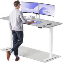 Kompiuterio stalas reguliuojamo aukščio Desktronic HomePro, 200 cm x 80 cm, 61 - 125.5 cm, balta sp./pilka sp.