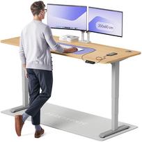 Kompiuterio stalas reguliuojamo aukščio Desktronic HomePro, 200 cm x 80 cm, 61 - 125.5 cm, ąžuolo sp./pilka sp.