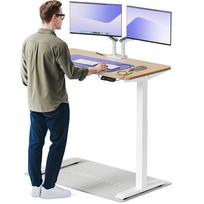 Kompiuterio stalas reguliuojamo aukščio Desktronic HomeOne, 120 cm x 60 cm, 72 - 122 cm, balta sp./bamboo sp.