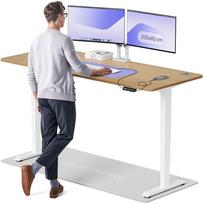 Kompiuterio stalas reguliuojamo aukščio Desktronic HomePro, 200 cm x 80 cm, 63 - 128 cm, ąžuolo sp./balta sp.