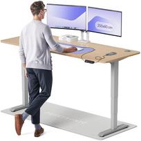 Kompiuterio stalas reguliuojamo aukščio Desktronic HomePro, 200 cm x 80 cm, 63 - 128 cm, pilka sp./bamboo sp.