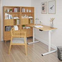ermitazas stalai - Kompiuterio stalas reguliuojamo aukščio Home4you Ergo 1, 60 cm x 120 cm, 73 - 121 cm, ąžuolo sp./balta sp. - 3 nuotrauka