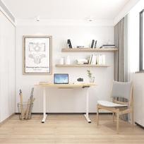 ermitazas stalai - Kompiuterio stalas reguliuojamo aukščio Home4you Ergo 1, 60 cm x 120 cm, 73 - 121 cm, ąžuolo sp./balta sp. - 4 nuotrauka