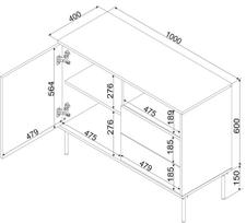 komoda 100 - Komoda Cama Meble 1D2S TRESSE 100x40x75, matinė žalia (matte green) - 2 nuotrauka