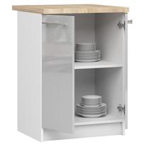 olivia virtuve - Apatinė virtuvinė spintelė Akord Furniture Factory Oliwia S60 2D, balta/sidabro, 46 cm x 60 cm x 85 cm - 6 nuotrauka