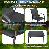 isskleidziamas lauko stalas - Lauko baldų komplektas Extralink Black Forest L-0358, juodas (Black), dvi kėdės + gultai + išskleidžiamas stalas - 3 nuotrauka