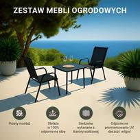 isskleidziamas lauko stalas - Lauko baldų komplektas Extralink Black Forest L-0358, juodas (Black), dvi kėdės + gultai + išskleidžiamas stalas - 4 nuotrauka