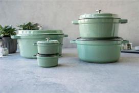 puodas staub - Staub Apvalus ketaus puodas 40508-706-0, 5.2 l, mėtinė (Mint) - 4 nuotrauka